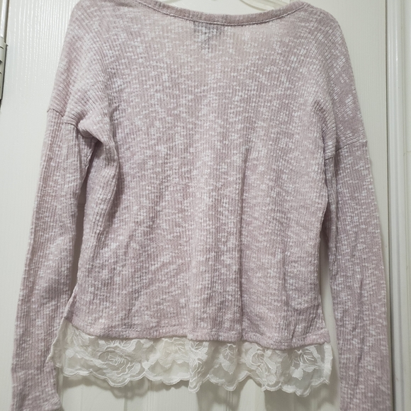 Jessica Simpson M ribbed vneck clouds floating by pattern scalloped lace trim - Picture 8 of 9